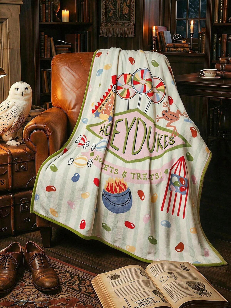 HARRY POTTER X Joivida 1pc Cartoon Flannel Thick Blanket - Soft, Warm & Anti-Shedding, Y2K Cute Pajama Style, Multiple Sizes Available, Suitable For Sofa, Bed & Napping