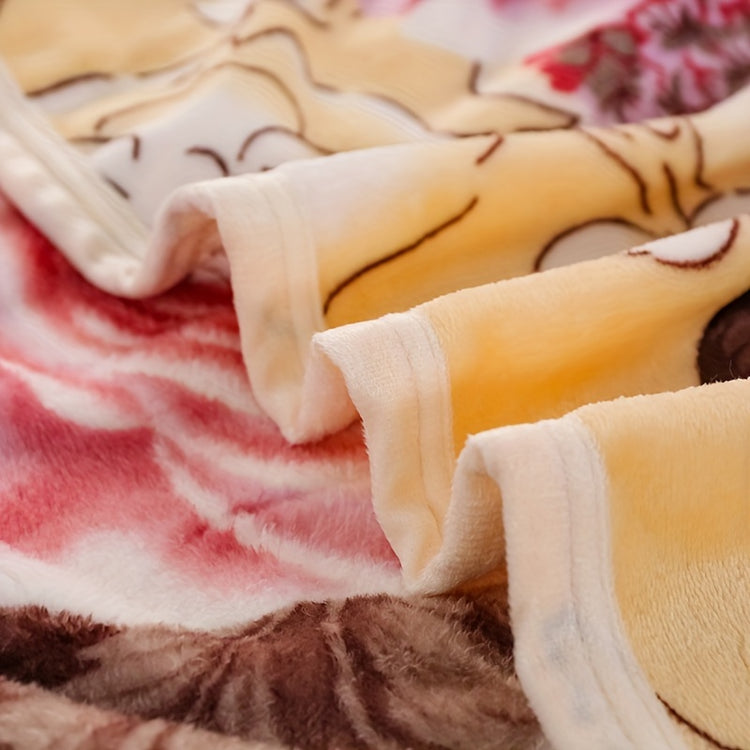 1pc of Luxurious Thickened Floral Flannel Coral Blanket, Soft, Warm, and Comfortable Bedding for Naps, Sofa Throw, Cover Blanket, Office Nap Blanket, Air-conditioned Blanket. Suitable for Sofas, Offices, Beds, Cars, Camping Trips, Home Decor