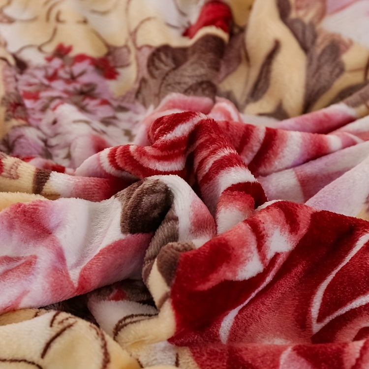 1pc of Luxurious Thickened Floral Flannel Coral Blanket, Soft, Warm, and Comfortable Bedding for Naps, Sofa Throw, Cover Blanket, Office Nap Blanket, Air-conditioned Blanket. Suitable for Sofas, Offices, Beds, Cars, Camping Trips, Home Decor
