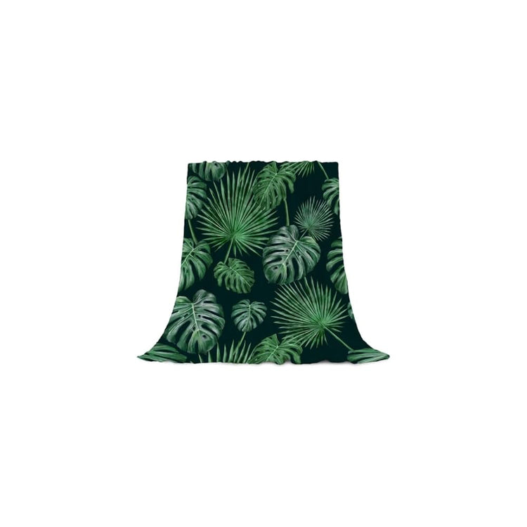 Tropical Throw Blanket 50x60 Green Plant Leaf Blanket Throw Blanket for Couch Sofa Bed Soft Cozy Lightweight Fuzzy Plush Fleece Blankets Spring Summer Decorative Gift Blanket 50 by 60